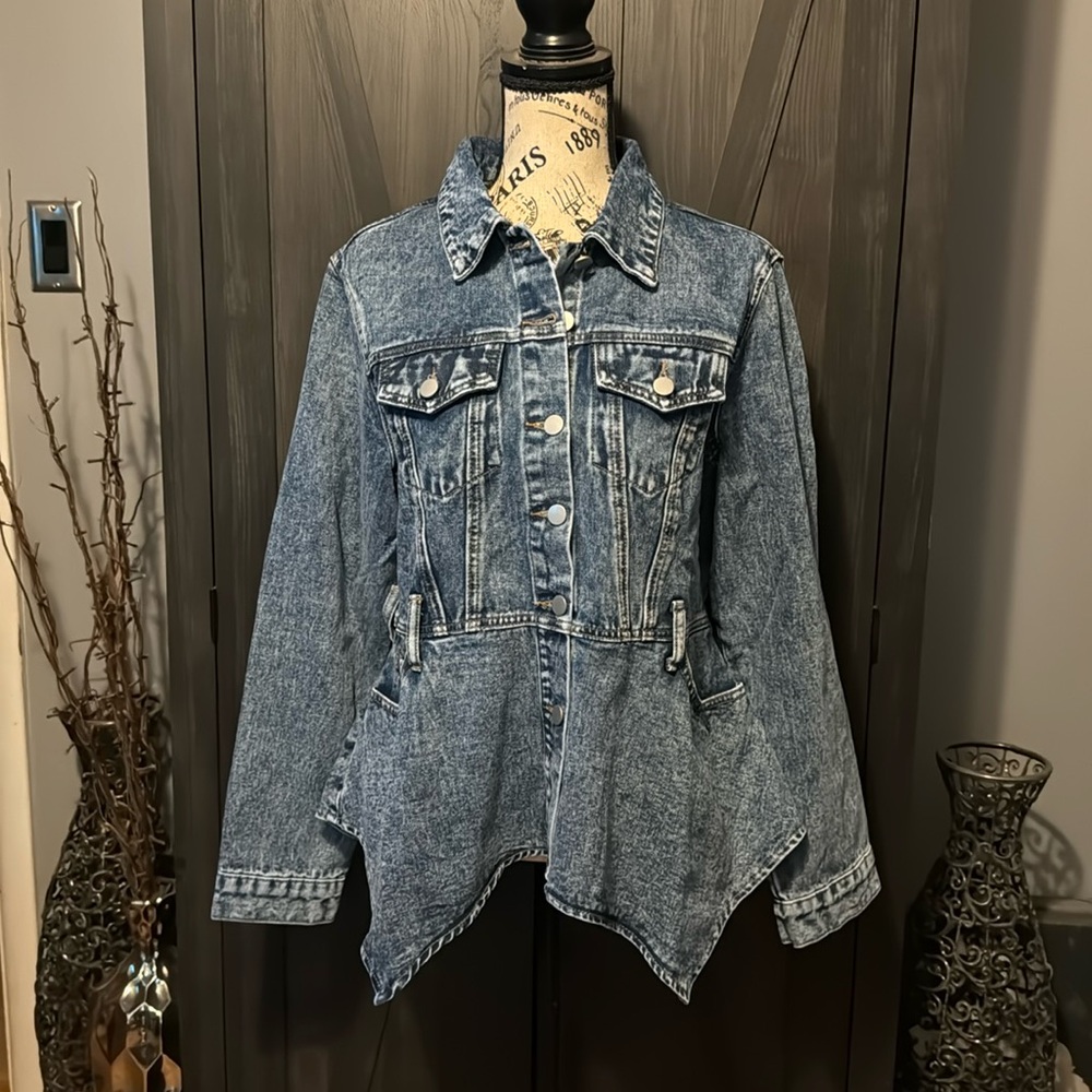 Savanna Jane peplum long sleeved denim jacket